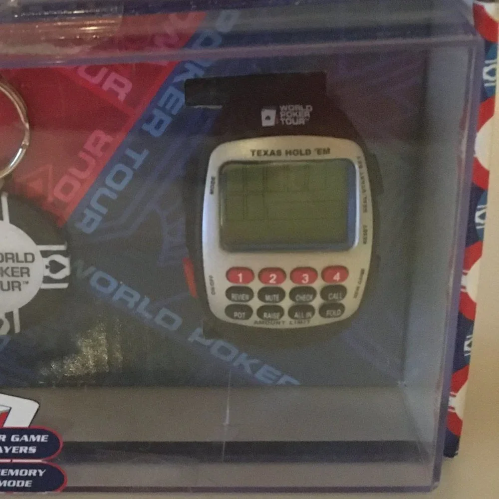 World Poker Tour Travel Game Wrist Watch Texas Hold'em Official With keychain